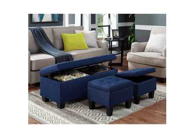 Image for Ethan 3Pk Storage Bench And Ottoman Heirloom Blue
