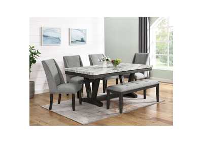 Image for Everdeen Bench With Grey Fabric And Nail Heads In Charcoal