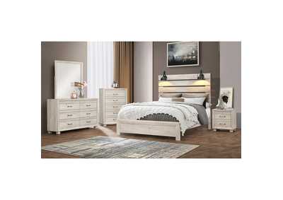 Fort Worth Full Bed With Lights USB In White