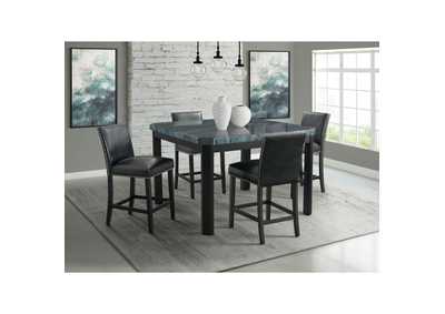 Image for Francesca Square 5 Piece Counter Height Dining Set - Table Four Black Pu Chairs