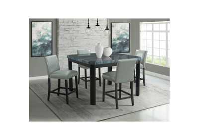 Image for Francesca Square 5 Piece Counter Height Dining Set - Table Four Grey Pu Chairs