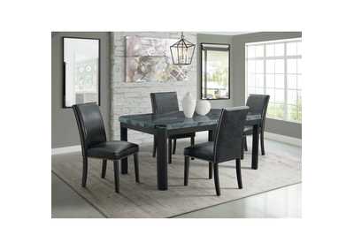 Image for Francesca Rectangular 5 Piece Dining Set - Table Four Black Pu Chairs