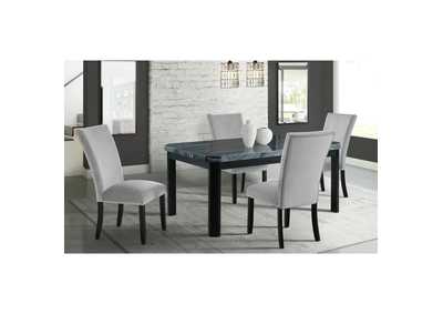 Image for Francesca Rectangular 5 Piece Dining Set - Table Four Grey Velvet Chairs