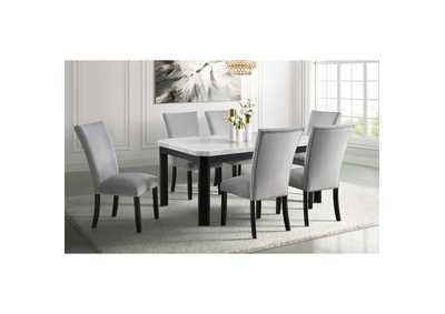 Image for Francesca Rectangular Dining Grey Velvet Side Chair With Nailhead Trim 2 Per Pack
