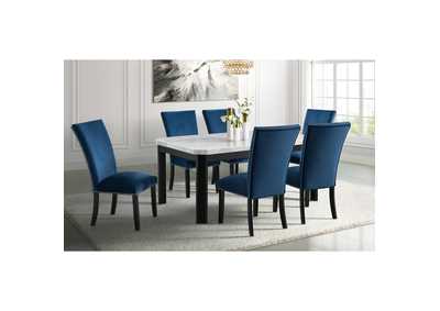 Francesca Rectangular Dining Blue Velvet Side Chair 2 Per Pack