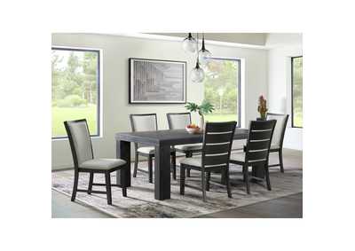 Image for Grady 7 Piece Dining Set In Black - Table Six Slat Back Chairs