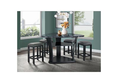 Image for Hilson 5 Piece Counter Height Dining Set In Grey - Table Four Chairs