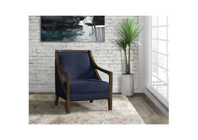 Image for Hopkins Chair With Brown Arm In Columbia Navy