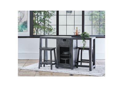 Image for Industrial Kitchen Island With 2 Stools In Silver Grey 06