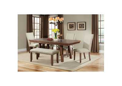 Image for Jax 6 Piece Dining Set - Table 4 Upholstered Side Chairs Bench
