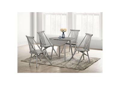 Image for Jenson Round Folding 5 Piece Dining Set In Antique Grey - Table Four Bowen Chairs