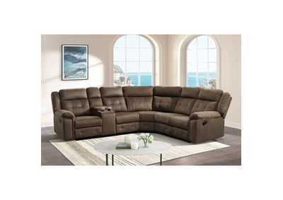 Image for Keystone Sectional Left Hand Facing Loveseat With Console In Brown