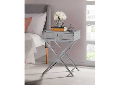 Lainey Accent Nightstand With Cement Top In Chrome
