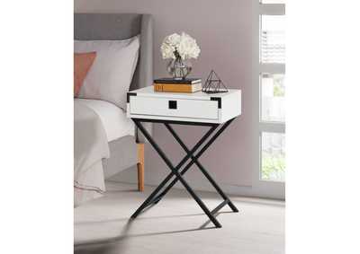 Lainey Accent Nightstand With White Top In Black