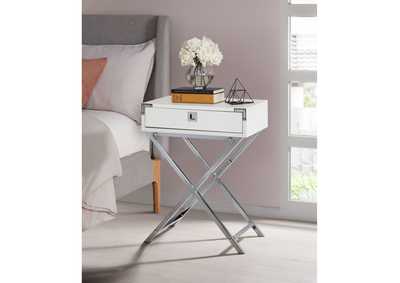 Image for Lainey Accent Nightstand With White Top In Chrome