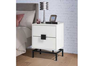 Lola Accent Nightstand With White Top In Black