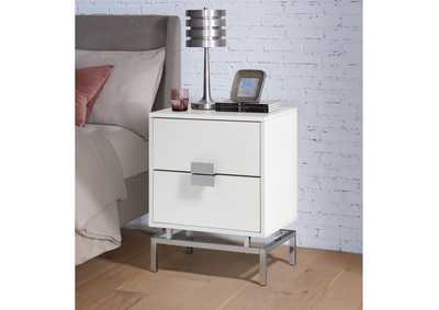 Lola Accent Nightstand With White Top In Chrome