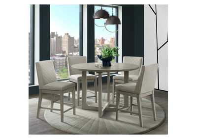 Image for Marly Round 5 Piece Counter Height Dining Set In Grey - Table Four Diamond Back Chairs