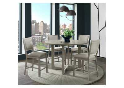 Image for Marly Round 5 Piece Counter Height Dining Set In Grey - Table Four Chairs