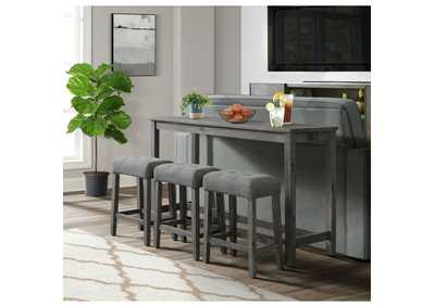 Image for Oak Lawn Charcoal Grey Bar Table Single Pack Table 3 Grey Fabric Stools