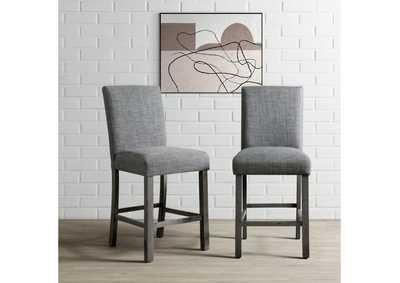 Image for Oak Lawn Charcoal Grey Counter Chair Grey Fabric 2 Per Pack