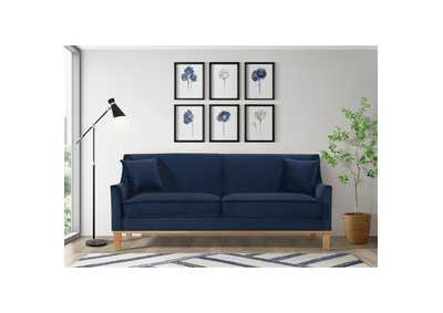 Image for Palmer Sofa Blond Ash Distressed Wood Royale Cobalt