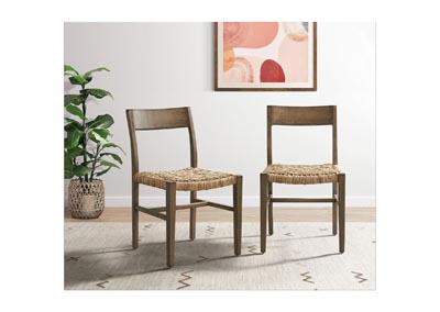 Image for Randi Dining Side Chair With Rattan Woven Seat In Dark 2 Per Carton