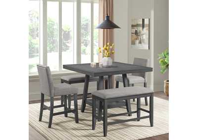 Image for Seneca Counter Bench Without Back And With Grey Fabric In Grey