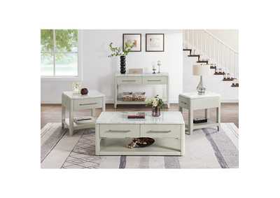 Image for South Beach Cocktail Table With White Marble Top In Almond White