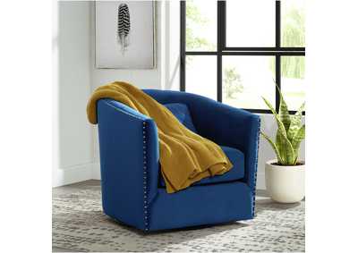 Image for Stanton Swivel Chair In Mercer Navy With Nails