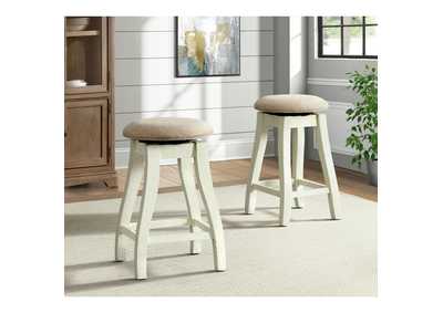 Image for Stone 24 Counter Stool With Swivel With Fabric Seat In White 2 Per Carton
