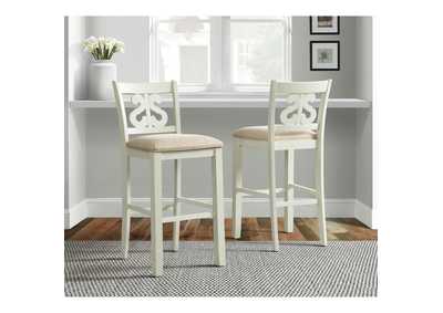 Image for Stone 30 Bar Scroll Back Stool With Fabric Seat In White 2 Per Carton
