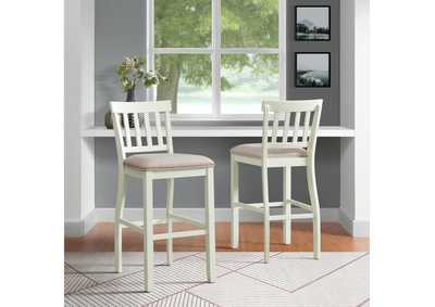 Image for Stone 30 Bar Slat Back Stool With Fabric Seat In White 2 Per Carton