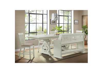 Image for Stone Counter Pew Bench In White