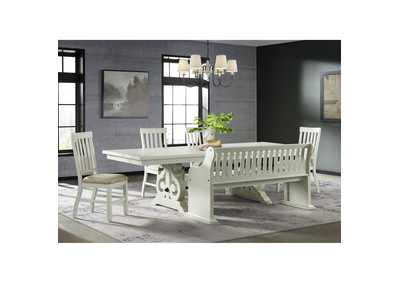 Image for Stone Pew Bench With Storage In White