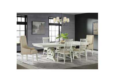 Image for Stone 6 Piece Dining Set In White - Table Four Side Chairs Two Parson Chairs