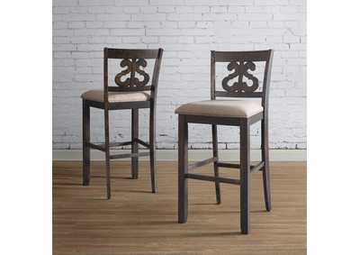 Image for Stone 30 Bar Scroll Back Stool With Fabric Seat Charcoal 2 Per Carton