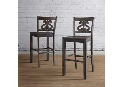 Image for Stone 30 Bar Scroll Back Stool With Wood Seat Charcoal 2 Per Carton
