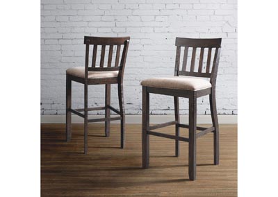 Image for Stone 30 Bar Slat Back Stool With Fabric Seat Charcoal 2 Per Carton