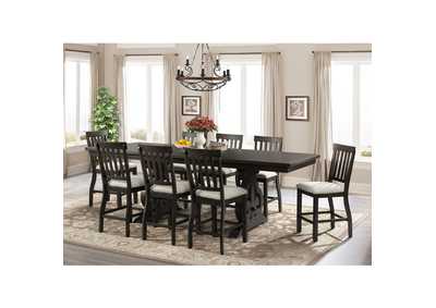 Image for Stone Counter Height 9 Piece Dining Set - Table Eight Slat Back Chairs