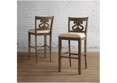 Image for Stone 30 Bar Scroll Back Stool With Fabric Seat Grey 2 Per Carton