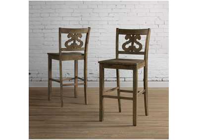 Image for Stone 30 Bar Scroll Back Stool With Wood Seat Grey 2 Per Carton