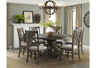 Image for Stone Round 7 Piece Dining Set - Round Table 6 Chairs