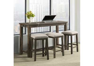 Stone Occasional Bar Table Single Pack Gray Finish Table Three Stools