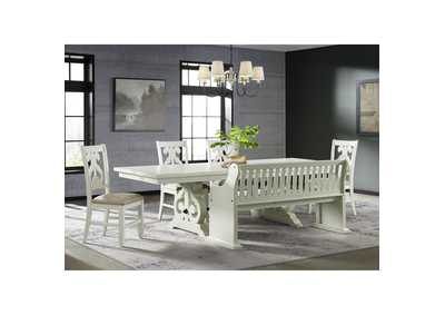 Image for Stone 6 Piece Dining Set In White - Table Four Side Chairs Pew Bench