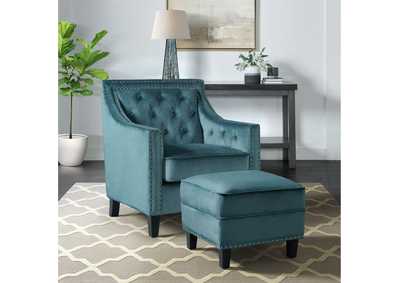 Image for Tiffany Ottoman In Broadway Marine Blue