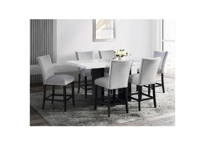 Image for Valentino White 5 Piece Counter Height Dining Set - Table Four Grey Chairs