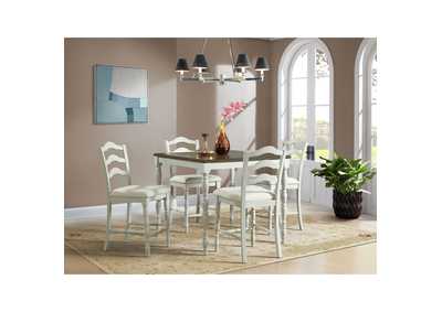 Image for Vesta 5 Piece Counter Set With Upholstery Chairs And Brown Top In White