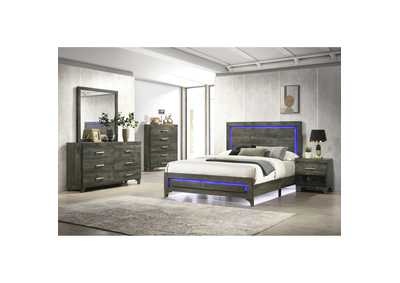 Zendaya Full Panel Bed With Led Light In Grey