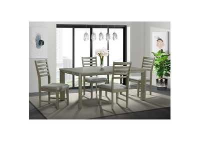 Image for Zig 6 Piece Dining Set In Grey - Table Four Ladder Back Chairs Server